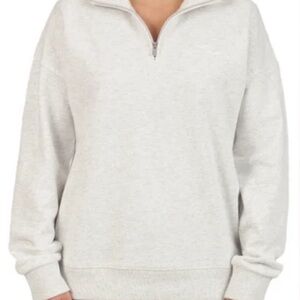 Women's Zip-Up Sweater in Light Gray